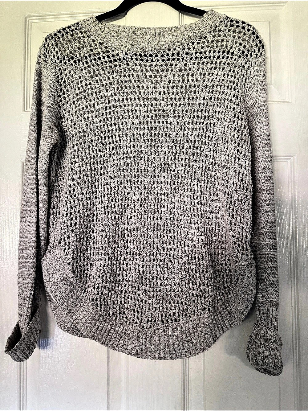 Women's Open Knit Sweater Gray Size Medium